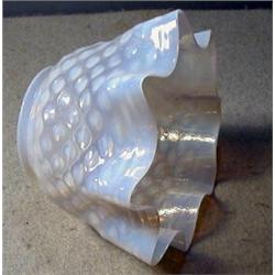 Opalescent Blue Gas Shade, Fine and large opalescent blue gas shade in the hobnail pattern. Ame...