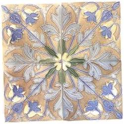 Belgian tile set ca 1900, Set of 4 Belgian tiles that form a large flower design. Press molded...