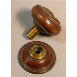 Wooden Figural Knob with Rosette, A fine quality walnut wood knob with the bust of an ancient m...