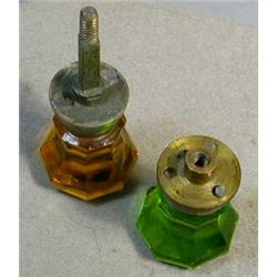 Small Green & Amber Knobs, These small knobs measure 1.25" in diameter and stand 1.5" high. Eac...