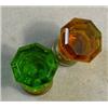 Image 2 : Small Green & Amber Knobs, These small knobs measure 1.25" in diameter and stand 1.5" high. Eac...