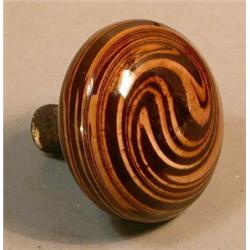 Brown Swirl Porcelain Knob, Dramatically designed porcelain passage knob with brown swirl patte...