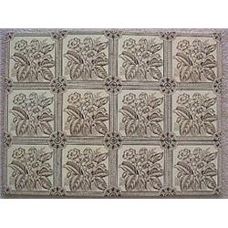 English Floral 12 Tile Set ca 1900, Each of these 6" square tiles is transfer printed brown on...