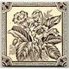 Image 2 : English Floral 12 Tile Set ca 1900, Each of these 6" square tiles is transfer printed brown on...