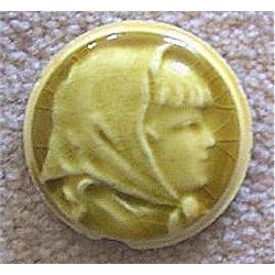 Trent Stove Tile Circa 1890, Sweet stove tile showing a young girl, facing right, wearing a ker...
