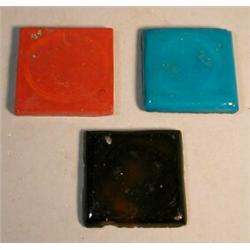 Glass Tiles by Louis Tiffany, Three thick glass tiles made by Louis Tiffany and used for severa...