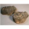 Image 2 : Two Carved Brownstone Faces, These hand carved brownstone faces measure 9" x 7" and are 4" thic...