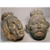 Image 3 : Two Carved Brownstone Faces, These hand carved brownstone faces measure 9" x 7" and are 4" thic...