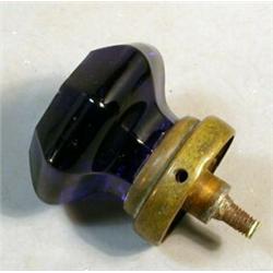 Blue Glass Knob, A cobalt blue doorknob set in an unusual step-down shank that may be European....