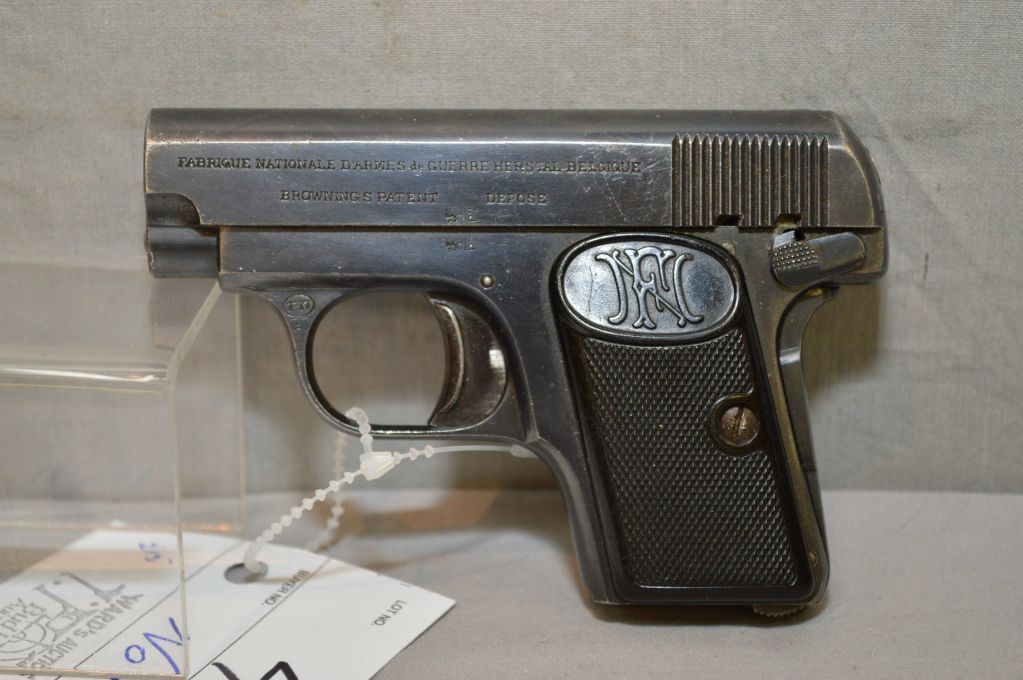 FN Browning Model 1906 6 35 MM Cal 6 Shot Semi Auto Pistol W 54 Mm fn-browning-model-1906-6-35-mm-cal-6-shot-semi-auto-pistol-w-54-mm