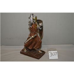 Knight from Crusade Era Figure [ compositon w/ chain mail armour, sword, shield & mace , approx. 15"