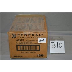Case Lot : 20 Boxes ( 50 rnds per ) 1000 Rnds Federal American Eagle .9 MM Luger cal 147 Gr FMJ Flat