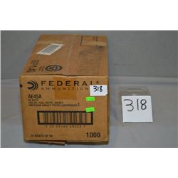Case Lot : 20 Boxes ( 50 rnds per) 1000 Rnds Federal American Eagle .45 Auto cal 130 Gr Full Metal J