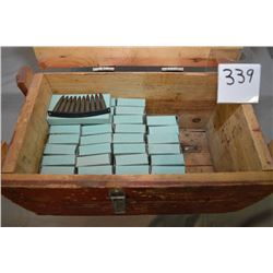 Red Wooden Ammo Box : 35 Boxes ( 20 rds ) Military Ammo in zip clips - box not marked w/ caliber ?