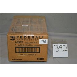 Case Lot : 20 Boxes ( 50 rnds per ) 1000 Rnds Federal American Eagle .9 MM Luger cal 147 Gr FMJ Flat
