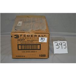 Case Lot : 20 Boxes ( 50 rnds per ) 1000 Rnds Federal American Eagle .9 MM Luger cal 147 Gr FMJ Flat