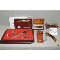 Tray Lot : Winchester Boxed Knife Set w/wooden box - Small Winchester Knife w/wood box - Winchester 