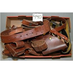 Tray Lot : Large Assortment of Leather belts & holsters ; Sam Browne style, Viking, black belts, etc