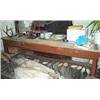 Image 1 : A PINE AND BROWN PAINTED KITCHEN TABLE, 255cms long x 90cms wide., £200/300...
