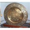 Image 1 : A LARGE CIRCULAR BRASS BENARES TRAY, with embossed decoration and gadrooned rim., 78cms diamete...