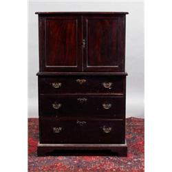 A MAHOGANY CHEST ON STAND, irish, LATE 18th CENTURY, with dentil cornice, two short drawers above...