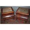 Image 1 : A NEAR PAIR OF MAHOGANY THUNDER BOXES, MID 19th CENTURY, lift up lids, moulded fronts, on turned...