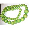 Green wooded long beaded necklace
