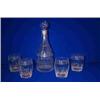 Image 1 : A TAPERING DECANTER, SCOTTISH, c.1780, fluted cut, two double incised neck rings, two horizontal...