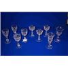 Image 1 : A PAIR OF 'UNION' SHERRY GLASSES, dated 1892, with the initials, YHM; and seven air stemmed port...