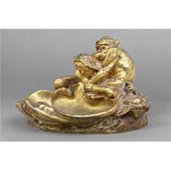 A GILT BRONZE STANDISH, after CLODION, FRENCH, 19th CENTURY, signed, C. Michel and stamped, SIOT-...