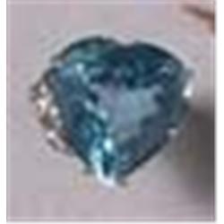 A HEART SHAPED PALE BLUE AQUAMARINE RING, in platinum claw setting., £400/600, Illustration...