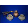Image 1 : A MISCELLANEOUS LOT, comprising a copper Guernsey cream jug; a brass trivet; and a pair of Indian...