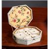 Image 1 : AN ANGLO-INDIAN OCTAGONAL ENGRAVED IVORY WORK BOX, EARLY 19th CENTURY, the interior with lidded c...