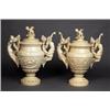 Image 1 : A PAIR OF LARGE CREAM WARE URNS AND COVERS, LATE 19th CENTURY, PROBABLY FRENCH, with cupid finial...