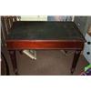 Image 1 : A MAHOGANY WRITING TABLE, 19th CENTURY, now with a green leather inset top, moulded rim, two draw...