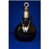 Image 1 : A BROWN GLASS HANDLED FLAGON, PROBABLY DUTCH, 19th CENTURY, with silvered neck ring and a metal c...