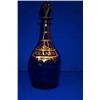 Image 1 : A FULL SIZE BRISTOL BLUE DECANTER, c.1810, with three painted gold neck rims (worn) and a find go...