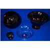 Image 1 : A COLLECTION, comprising a large black helmet shaped Bohemian glass fruit bowl, c.1830, on foot,...