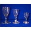 Image 1 : TWO FACET STEMMED ENGRAVED WINE GLASSES, c.1780, 13cms and 15cms high; and a fine mid 18th Centur...