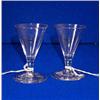 Image 1 : TWO SMALL TRUMPET DRAM GLASSES, c.1745-50, on folded feet, each 8cms high, £120/180...