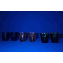 SIX 'JOEY' PUB GLASSES; two green whisky Joeys marked W.4D; two blue gin Joeys, marked G.3D; and...