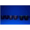 Image 1 : SIX 'JOEY' PUB GLASSES; two green whisky Joeys marked W.4D; two blue gin Joeys, marked G.3D; and...