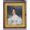 Image 1 : ENGLISH SCHOOL (c. 1830), Watercolour on ivory, A miniature portrait of a woman seated, her h...