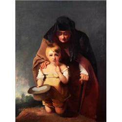 WILLIAM OWEN, R.A., 1769-1825, Oil on canvas, Hard is the Fate of the Infirm and Poor, Sign...