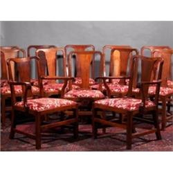 A SET OF TWELVE MAHOGANY CHAIRS, INCLUDING TWO OPEN ARMCHAIRS, 18th CENTURY, ENGLISH PROVINCIAL,...
