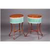 Image 1 : A PAIR OF OVAL SATINWOOD WORK TABLES, LATE 18th CENTURY, IN THE MANNER OF SHERATON, with cross ba...