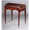 Image 1 : A MAHOGANY BOXWOOD INLAID CYLINDER BUREAU, ENGLISH, c.1790, with a tambour top, shaped aprons and...