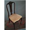 Image 1 : A MAHOGANY BOUDOIR CHAIR, c.1900, with tall slatted back, upholstered seat, on slender cabriole l...