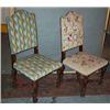 Image 1 : A PAIR OF FRENCH WALNUT FRAMED HUMPED BACK CHAIRS, IN 17th CENTURY STYLE, on tapering bell shaped...