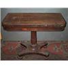 Image 1 : A ROSEWOOD FOLD-OVER TOP CARD TABLE, c.1830, the interior with a circular baize inset, rounded co...